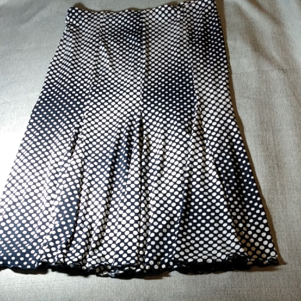 A-line Full And Flowy Polka Dot Women's Skirt - Navy Blue and White.